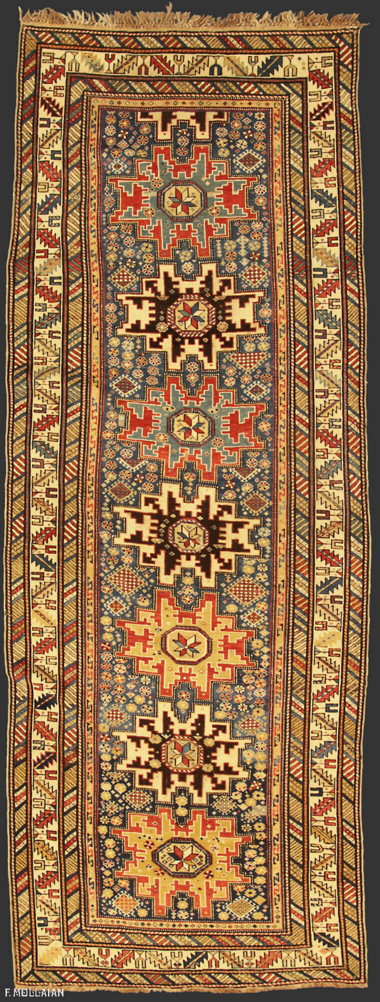 Tapis Couloir Caucasien Antique Lezghi n°:77933638